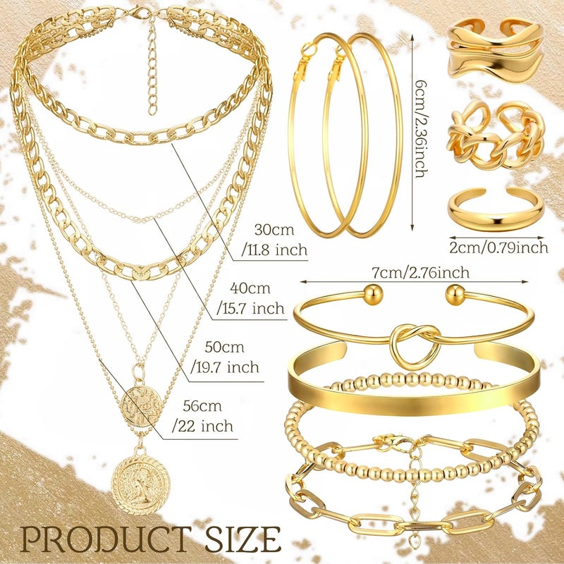 Ecally Store Bohemian Western Jewelry Turquoise Set Women Country Pendant Long Choker Layered Bracelets Earrings Ring for Women - Image 3